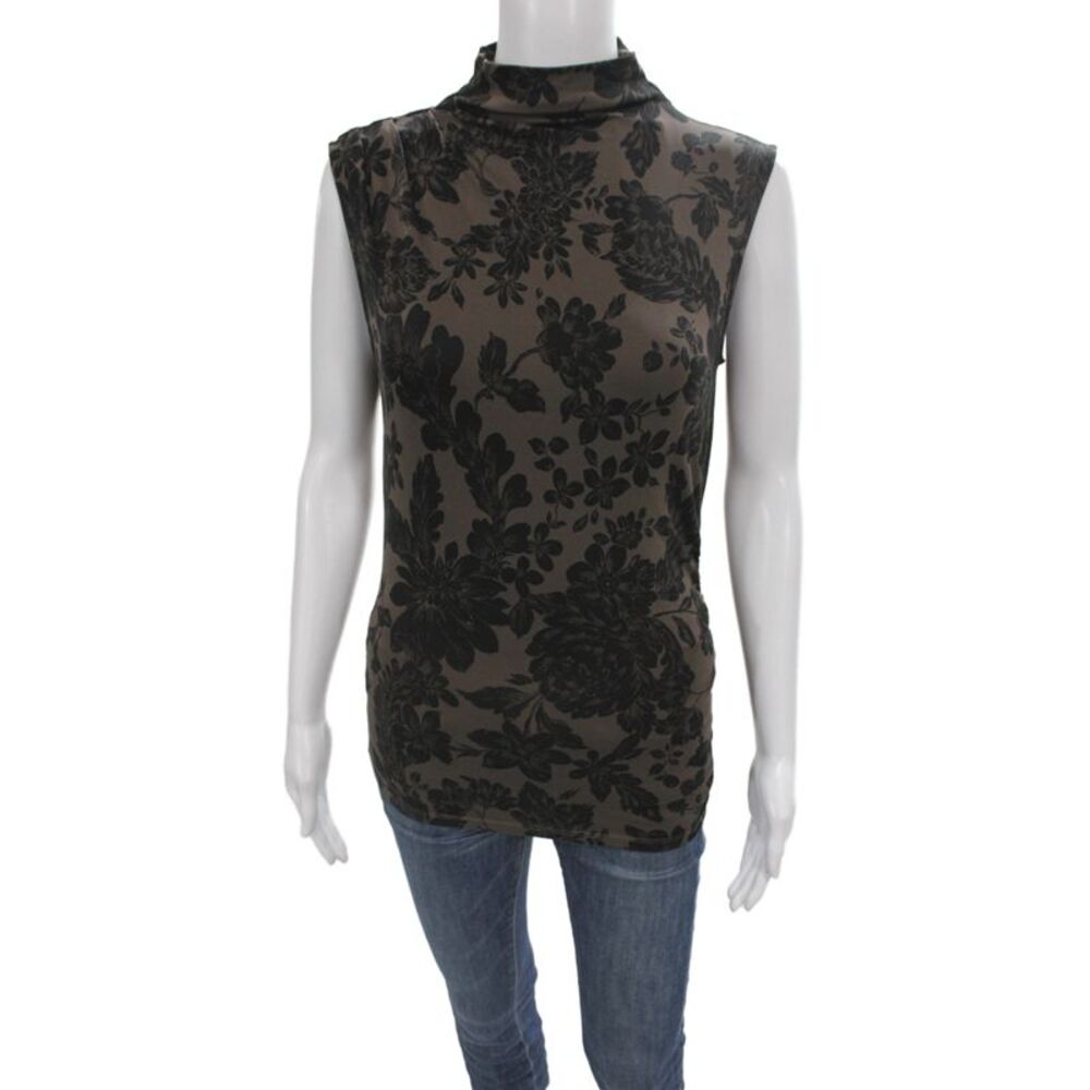 Veronica Beard Womens Tunic Sleeveless High Neck Black Floral Size S